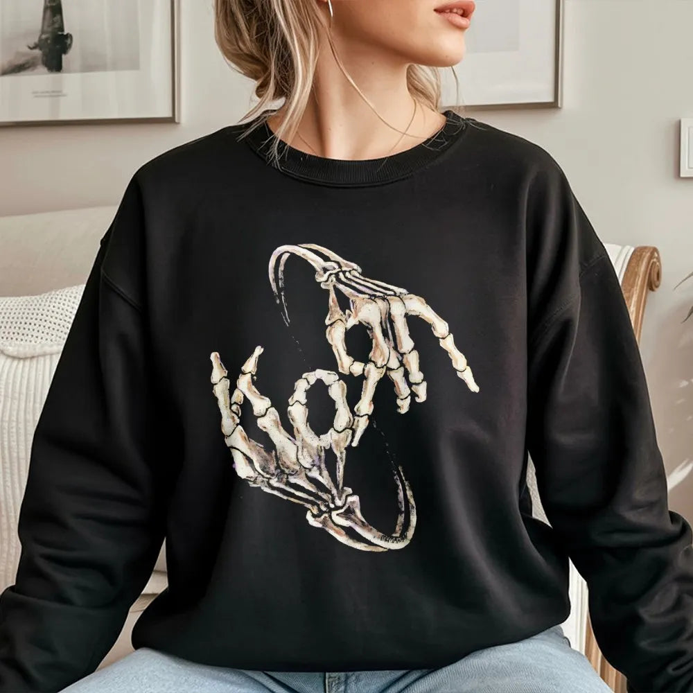 Nu Metal Band Skeleton Hands Sweatshirt | Gothic Rock Music Graphic Crewneck | Premium Cotton Blend | Unisex Alternative Aest