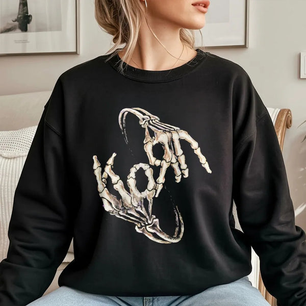 Nu Metal Band Skeleton Hands Sweatshirt | Gothic Rock Music Graphic Crewneck | Premium Cotton Blend | Unisex Alternative Aest