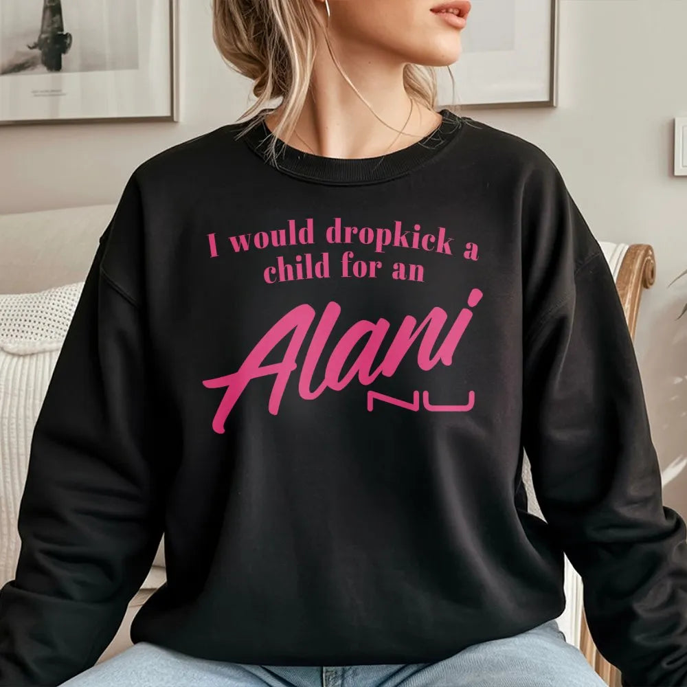 Alani Nu Sweatshirt | Funny Energy Drink Quote Graphic Tee | Premium Cotton Blend Crewneck | Gift for Caffeine Addicts & Gym 