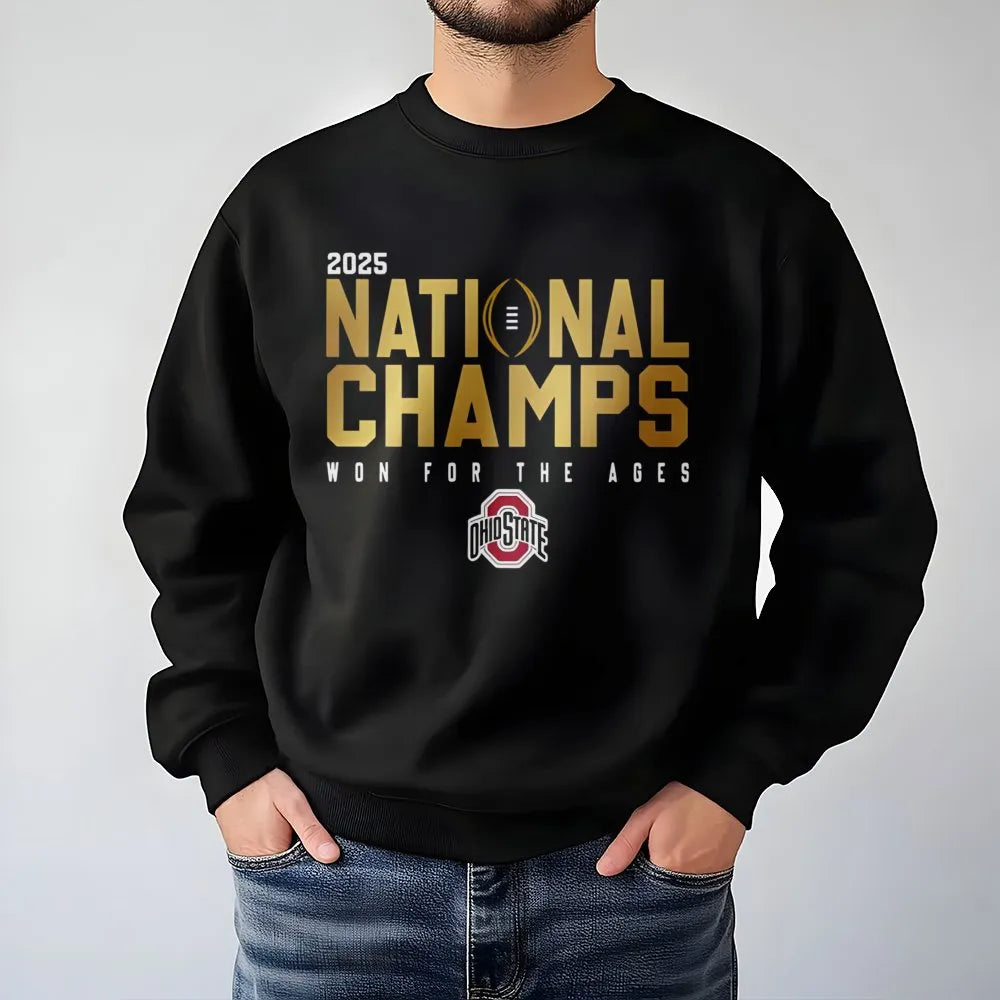 Ohio State 2025 National Champs Sweatshirt | Retro Football Graphic Crewneck | Premium Cotton-Poly Blend | Unisex Buckeyes Fa