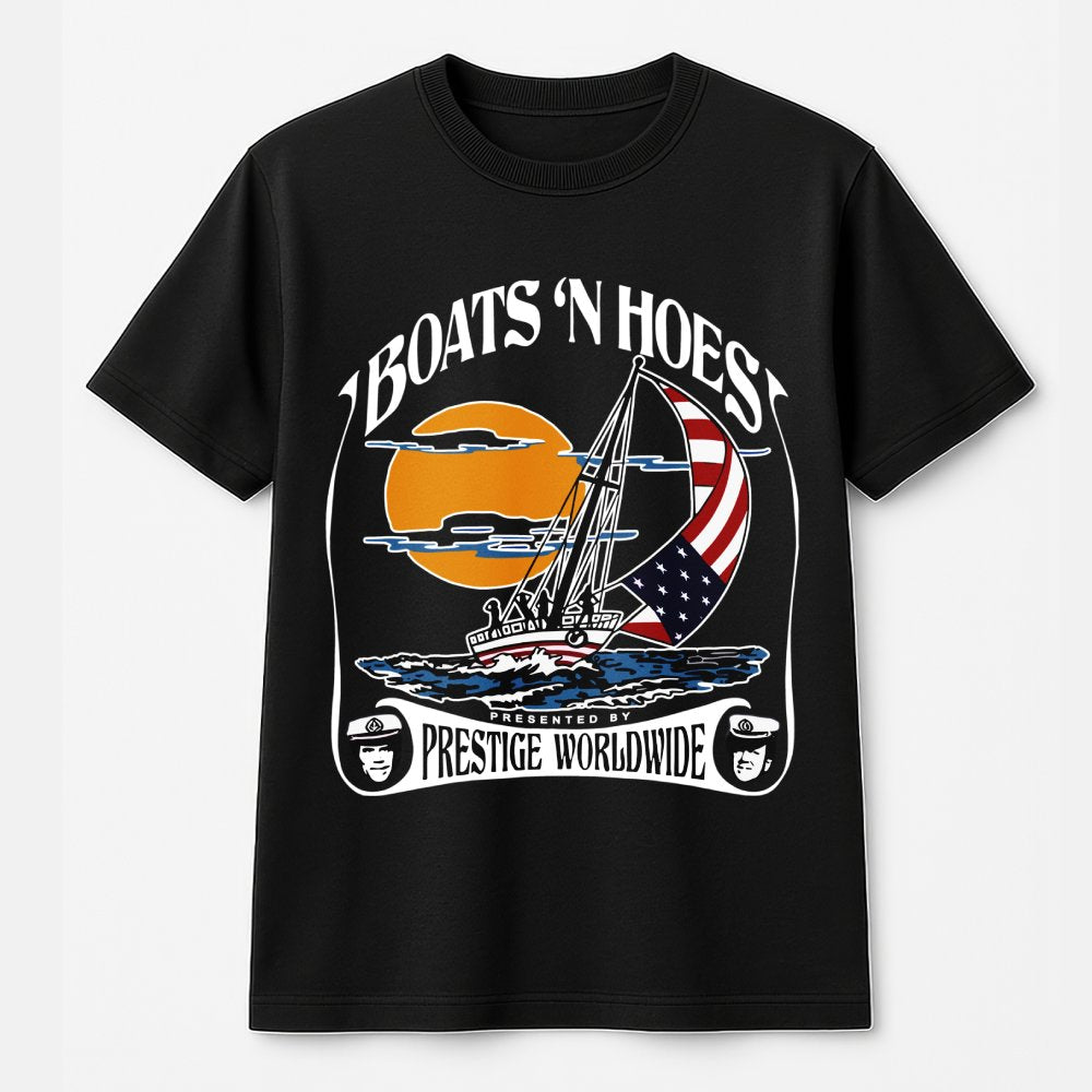 Boats N Hoes Graphic T-Shirt | Funny Step Brothers Movie Quote Tee | Premium Cotton Streetwear | Retro Nautical Gift For Him