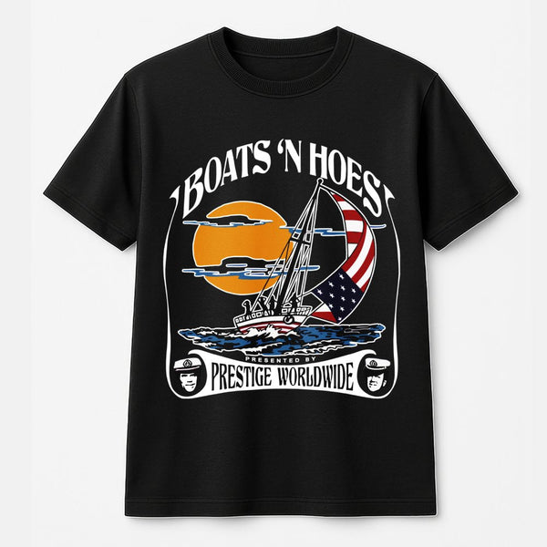 Boats N Hoes Graphic T-Shirt | Funny Step Brothers Movie Quote Tee | Premium Cotton Streetwear | Retro Nautical Gift For Him