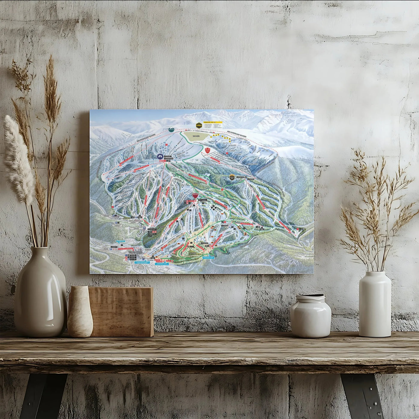 Winter Park Ski Resort Trail Map Canvas | Detailed Mountain Landscape Wall Art | Premium Gallery Wrapped Decor | Gift for Ski