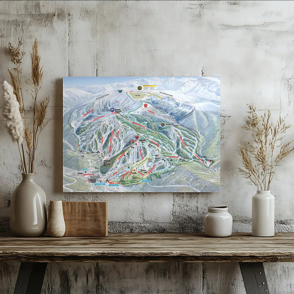 Winter Park Ski Resort Trail Map Canvas | Detailed Mountain Landscape Wall Art | Premium Gallery Wrapped Decor | Gift for Ski