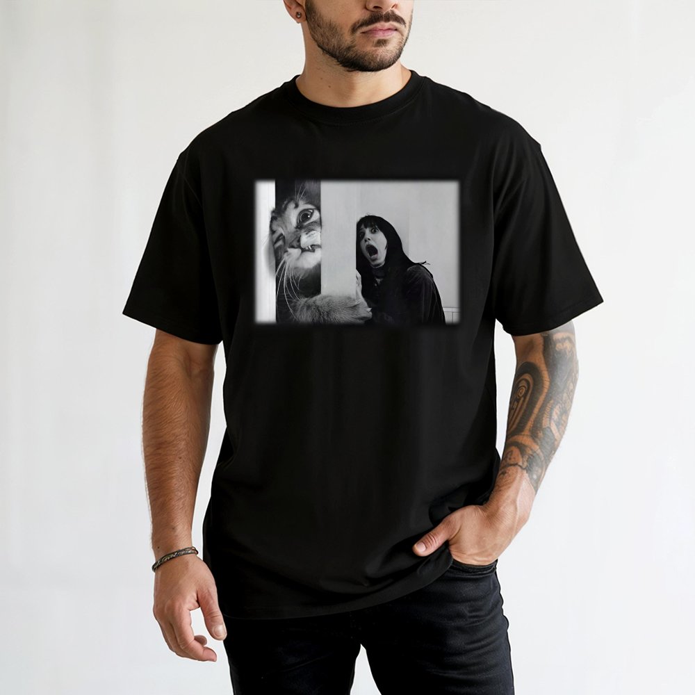 Cat Meme Horror Movie T-Shirt | Funny Parody Graphic Tee | 100% Cotton Premium Comfort | Gift for Cat Lovers and Film Buffs