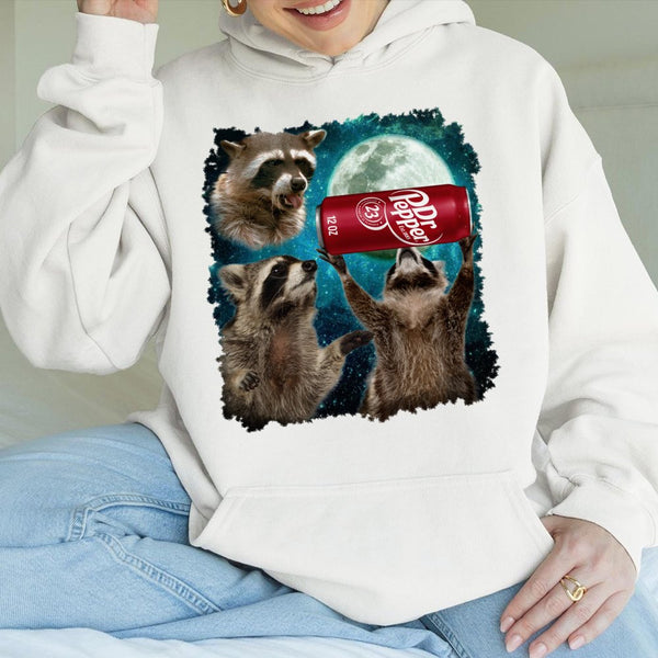 Raccoon Graphic Hoodie | Funny Space Wildlife Meme Art | Soft Cotton-Blend Pullover | Unique Animal Lover Gift for Men & Wome