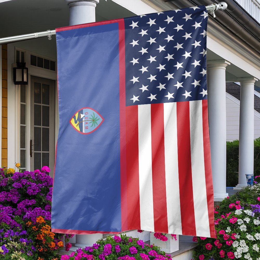 Guam American Flag | Split Vertical House Banner | Premium Weather-Resistant Polyester | Patriotic Outdoor Home Decor Gift