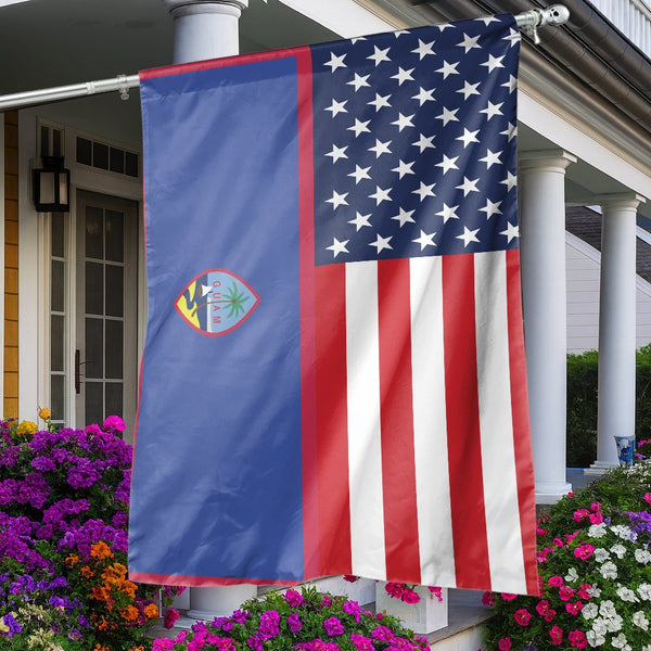 Guam American Flag | Split Vertical House Banner | Premium Weather-Resistant Polyester | Patriotic Outdoor Home Decor Gift