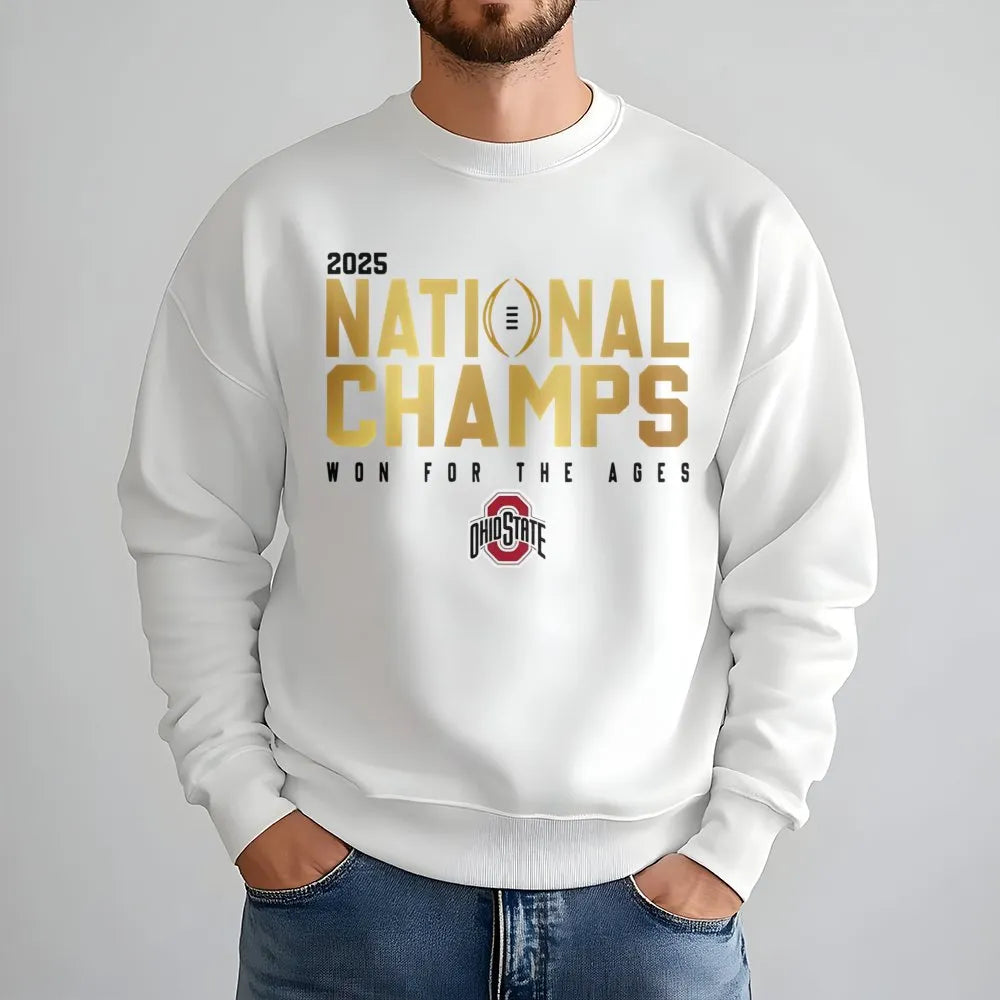 Ohio State 2025 National Champs Sweatshirt | Retro Football Graphic Crewneck | Premium Cotton-Poly Blend | Unisex Buckeyes Fa