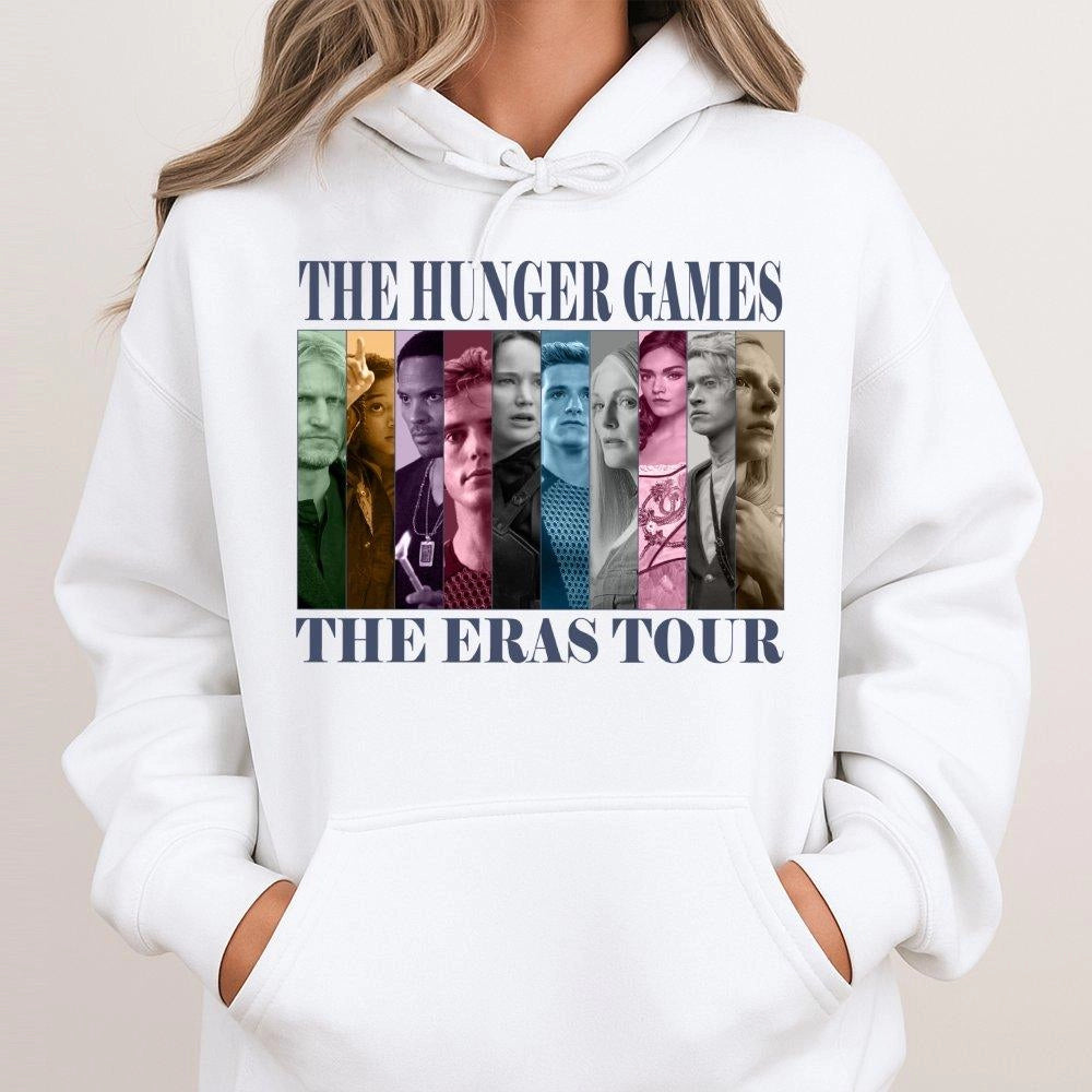 The Hunger Games Movie Eras Tour Hoodie | Distressed Character Portrait Graphic | Premium Cotton-Poly Blend | Fan Gift Appare