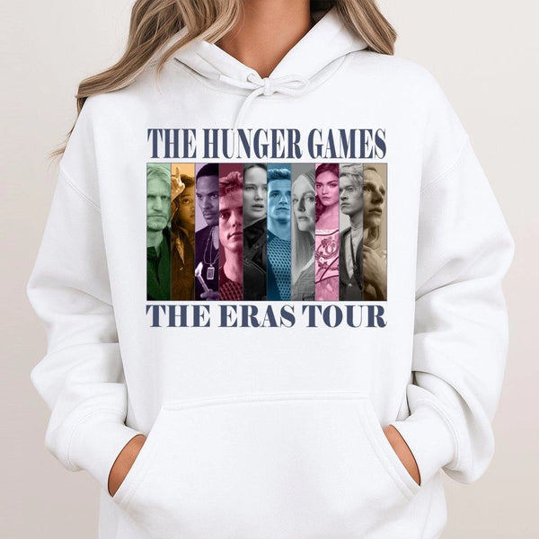 The Hunger Games Movie Eras Tour Hoodie | Distressed Character Portrait Graphic | Premium Cotton-Poly Blend | Fan Gift Appare