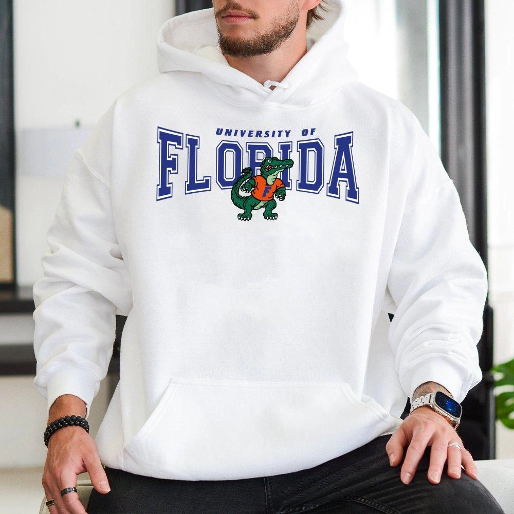 University Of Florida Hoodie | Vintage Mascot Graphic Print | Soft Cotton-Poly Blend | Premium College Fan Gift For Students 