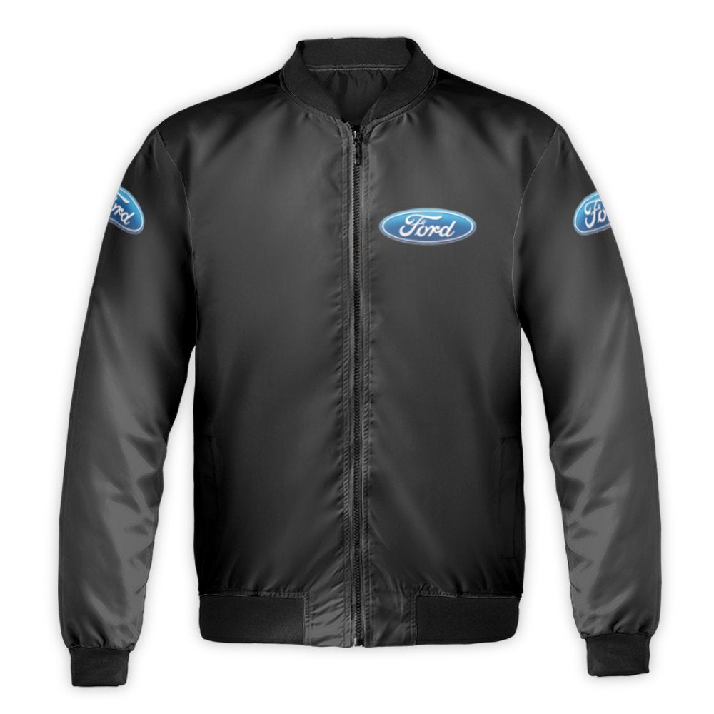 Ford Logo Bomber Jacket | Classic Blue Oval Car Enthusiast Streetwear | Durable Nylon Windproof Outerwear | Premium Gift for 