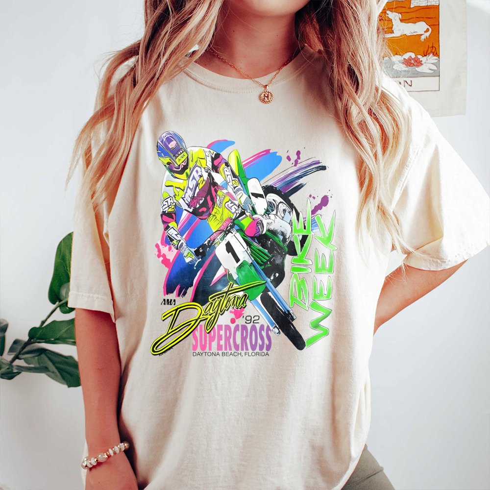 1992 Daytona Supercross T-Shirt | Retro 90s Motocross Bike Week Graphic | Premium 100% Cotton Tee | Gift for Dirt Bike Riders