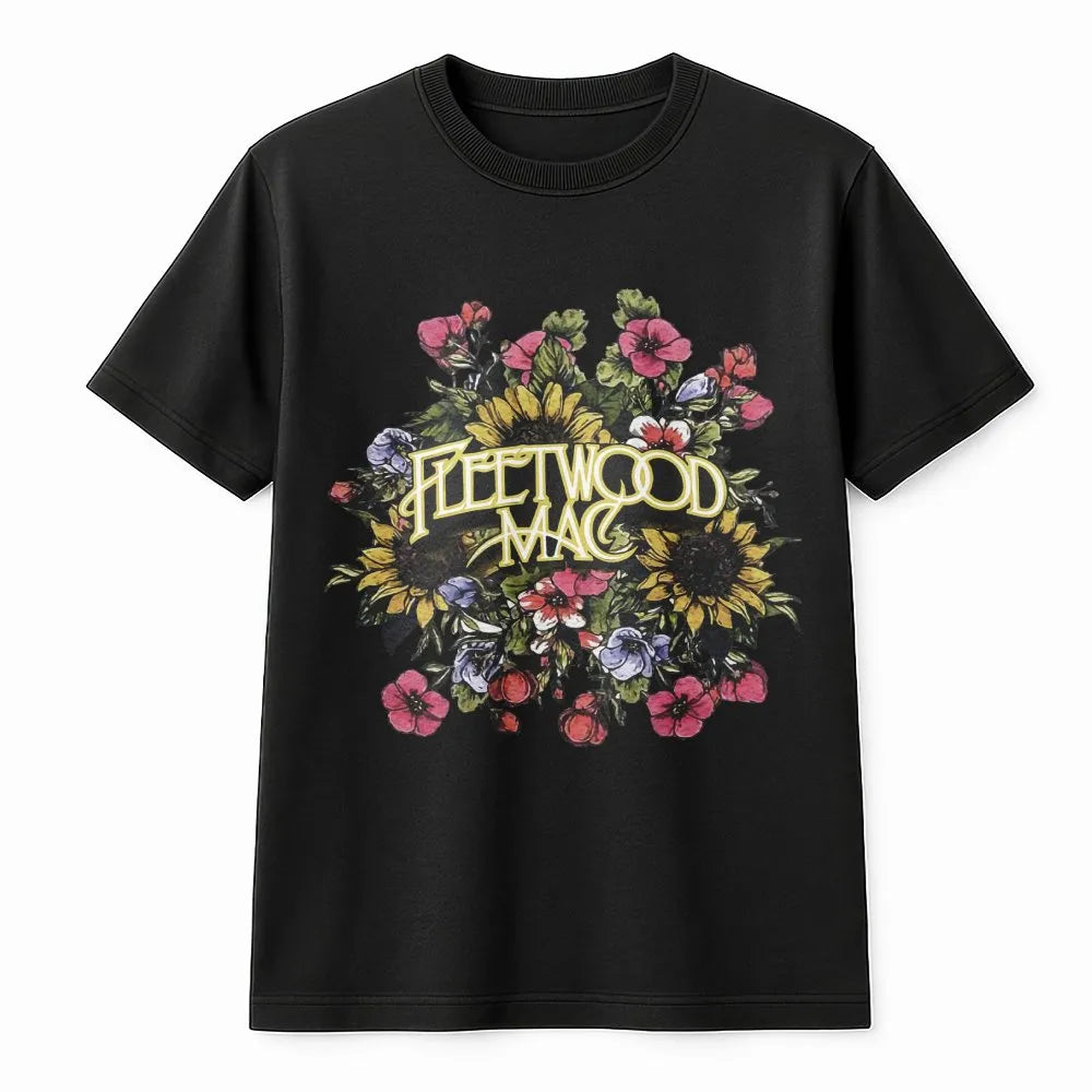 Fleetwood Mac Floral T-Shirt | Retro Rock Band Graphic Tee | 100% Cotton Premium Soft Shirt | Vintage Music Lover Gift for Wo