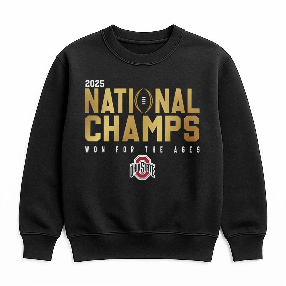 Ohio State 2025 National Champs Sweatshirt | Retro Football Graphic Crewneck | Premium Cotton-Poly Blend | Unisex Buckeyes Fa