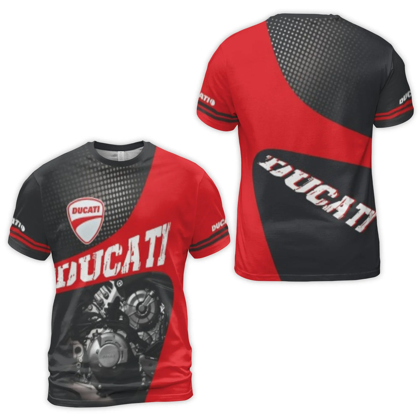 Ducati Motorcycle Graphic 3D T-Shirt | Racing Engine Sportswear | Premium Polyester Jersey | Birthday Gift For Biker Men And 