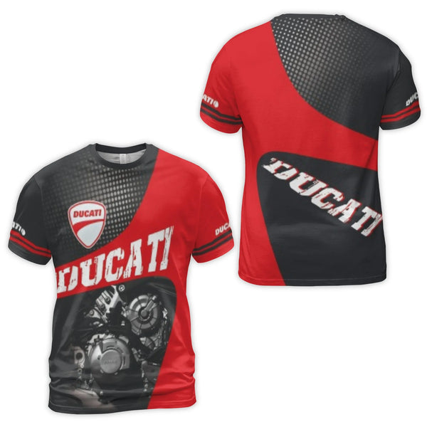 Ducati Motorcycle Graphic 3D T-Shirt | Racing Engine Sportswear | Premium Polyester Jersey | Birthday Gift For Biker Men And 
