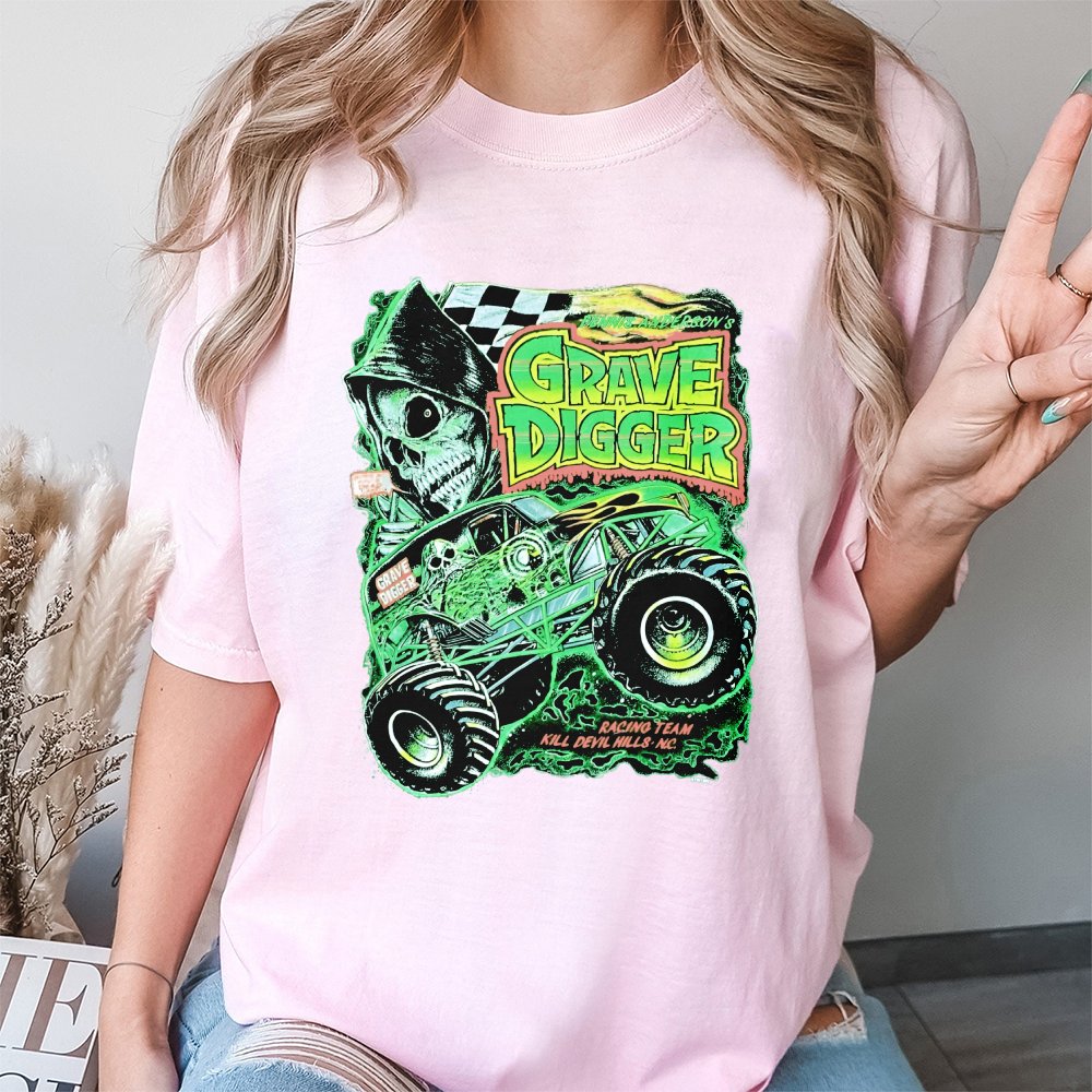 Monster Truck Graphic T-Shirt | Vintage Racing Skull Design | Premium 100% Cotton Tee | Gift for Truck Fans & Motorsports Ent