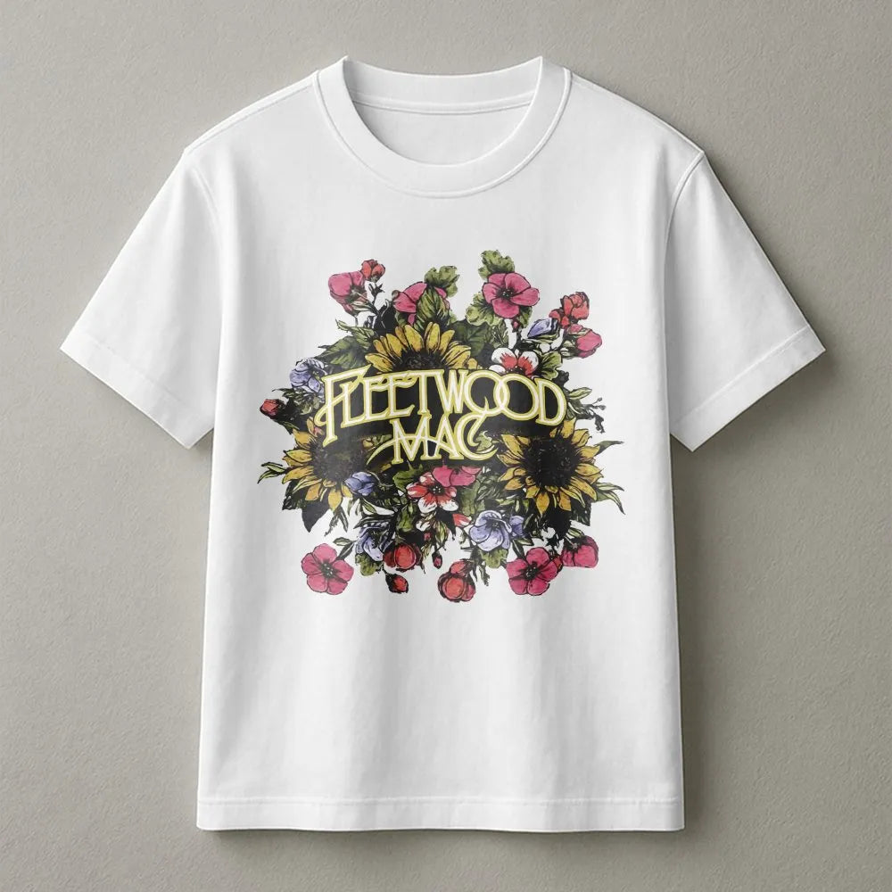 Fleetwood Mac Floral T-Shirt | Retro Rock Band Graphic Tee | 100% Cotton Premium Soft Shirt | Vintage Music Lover Gift for Wo