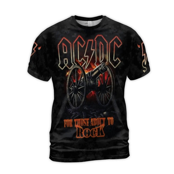 AC/DC 3D T-Shirt | For Those About To Rock Tour Graphic | Premium Polyester Blend | Rock Music Fan Gift Apparel