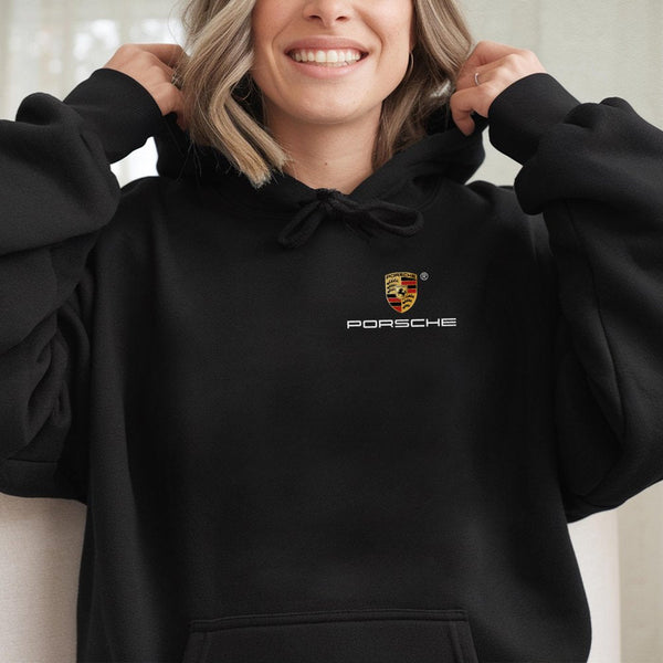 Luxury Sports Car Hoodie | Minimalist German Auto Logo Print | Premium Cotton Blend Pullover | Unisex Racing Enthusiast Gift