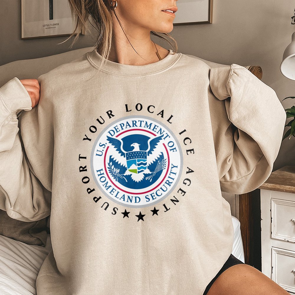 Support Your Local ICE Agent Sweatshirt | Homeland Security Inspired Graphic | Cotton-Blend Premium Crewneck | Unisex Gift fo