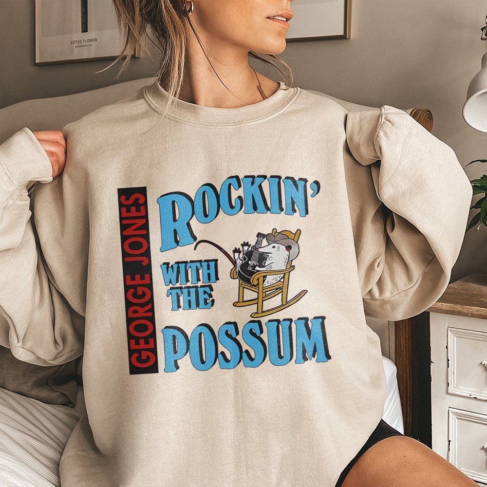 George Jones Sweatshirt | Rockin With The Possum Country Music Design | Premium Cotton Blend | Gift For Classic Country Fans