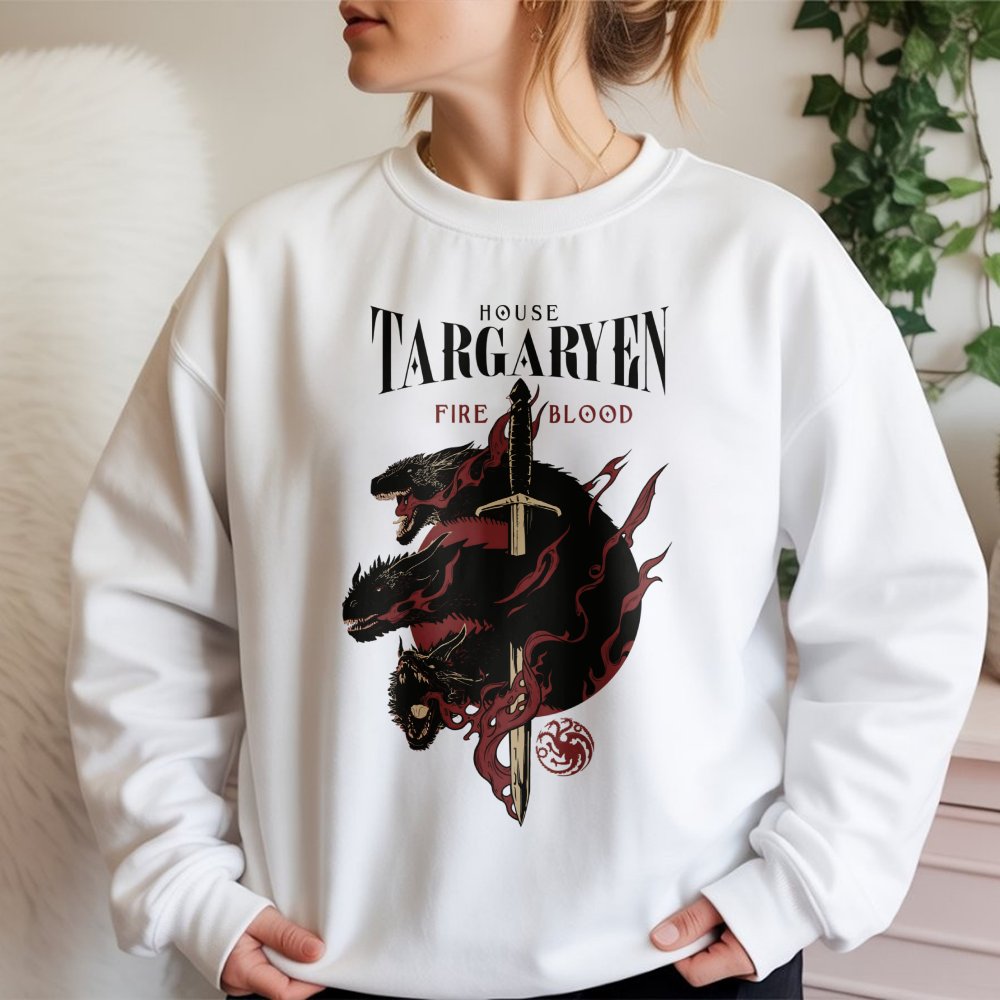 Targaryen Dragon Sweatshirt | Fire and Blood Fantasy Graphic | Premium Cotton Blend | Gift for Fantasy Show Fans