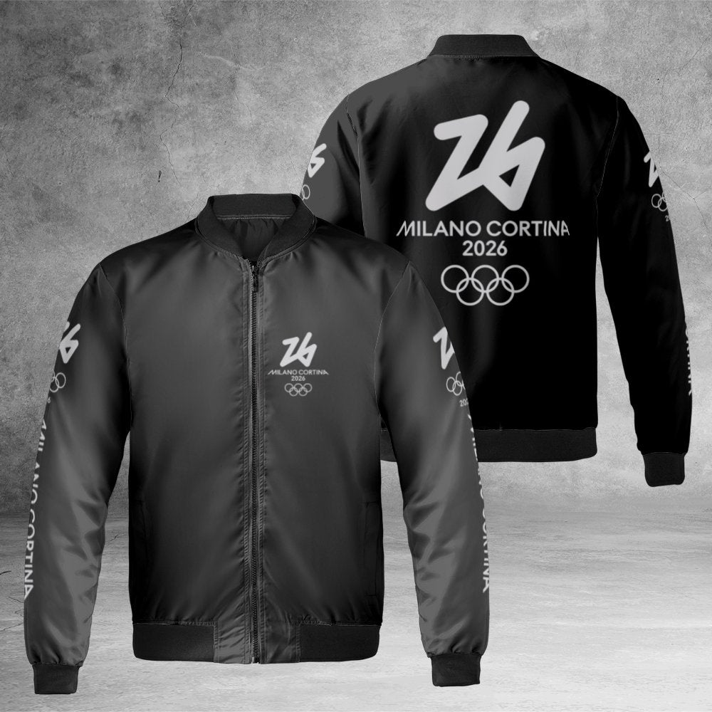 Milano Cortina 2026 Winter Sports Bomber Jacket | Commemorative Olympic Fan Apparel | Nylon Outer Shell | Unisex Streetwear G