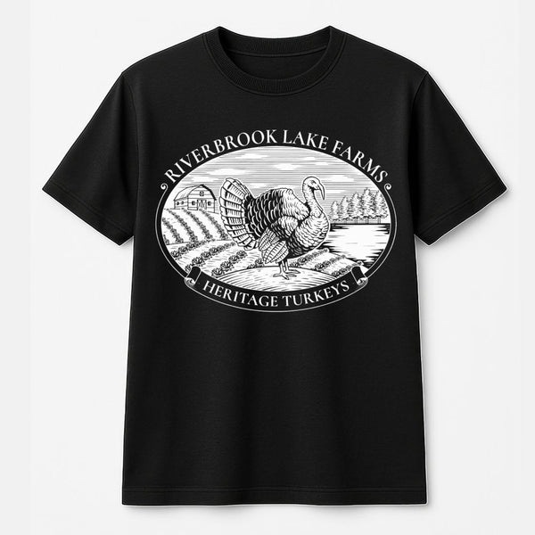 Riverbrook Lake Farms Turkey T-Shirt | Heritage Farm Graphic Design | 100% Cotton Premium Apparel | Funny Thanksgiving Gift f