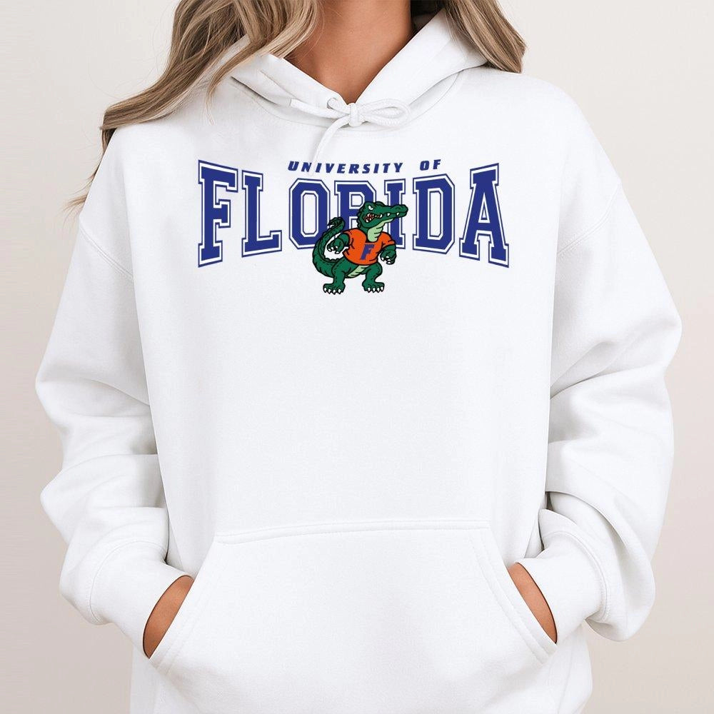 University Of Florida Hoodie | Vintage Mascot Graphic Print | Soft Cotton-Poly Blend | Premium College Fan Gift For Students 