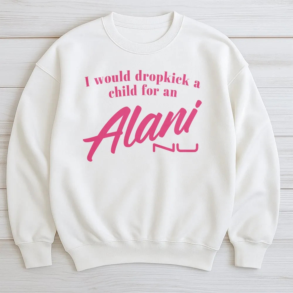 Alani Nu Sweatshirt | Funny Energy Drink Quote Graphic Tee | Premium Cotton Blend Crewneck | Gift for Caffeine Addicts & Gym 
