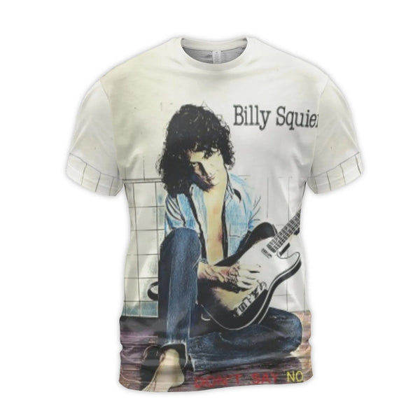 Billy Squier Don't Say No T-Shirt | 80s Rock Album Cover Art | Premium All-Over Print Graphic Tee | Music Collector's Gift Fo