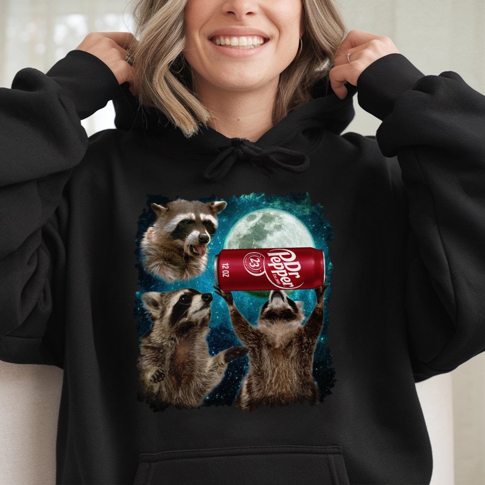 Raccoon Graphic Hoodie | Funny Space Wildlife Meme Art | Soft Cotton-Blend Pullover | Unique Animal Lover Gift for Men & Wome