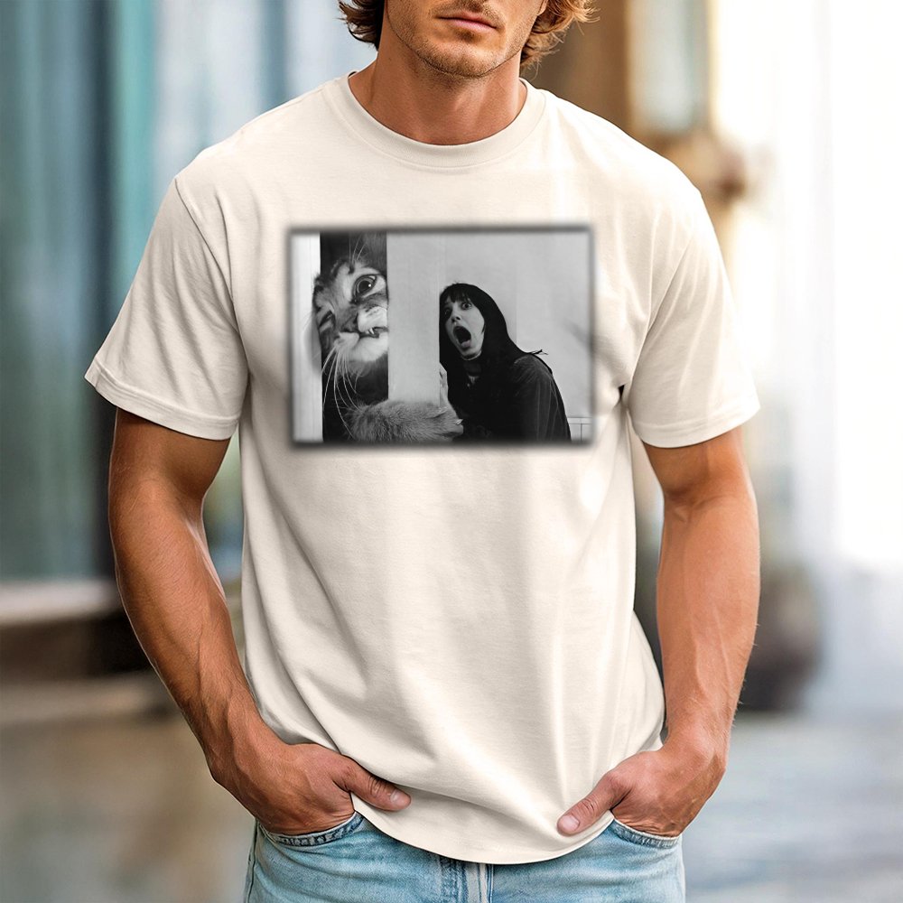 Cat Meme Horror Movie T-Shirt | Funny Parody Graphic Tee | 100% Cotton Premium Comfort | Gift for Cat Lovers and Film Buffs