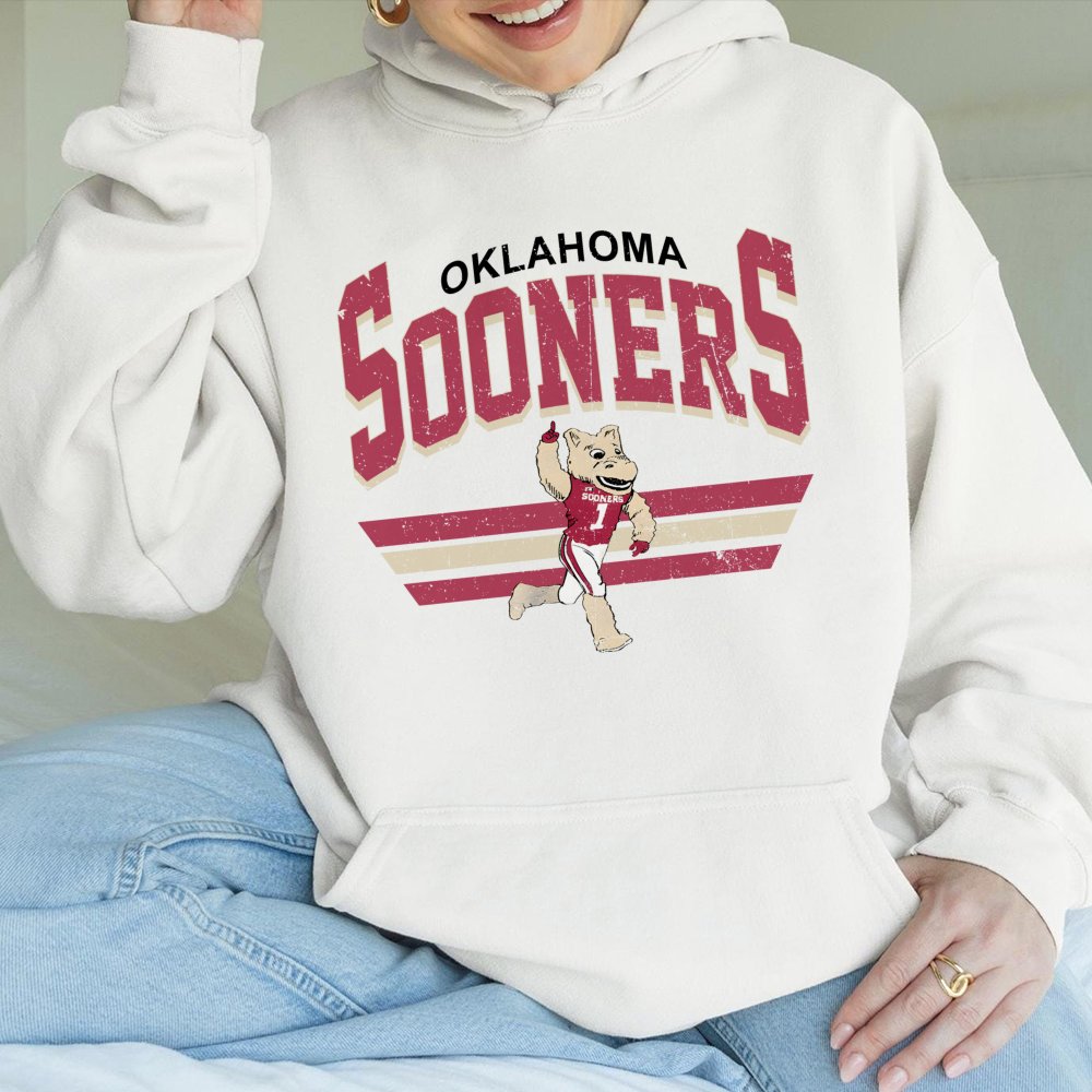 Oklahoma Sooners Mascot Hoodie | Retro Vintage College Sports Graphic | Premium Cotton-Poly Blend | Unisex Gift for OU Fan
