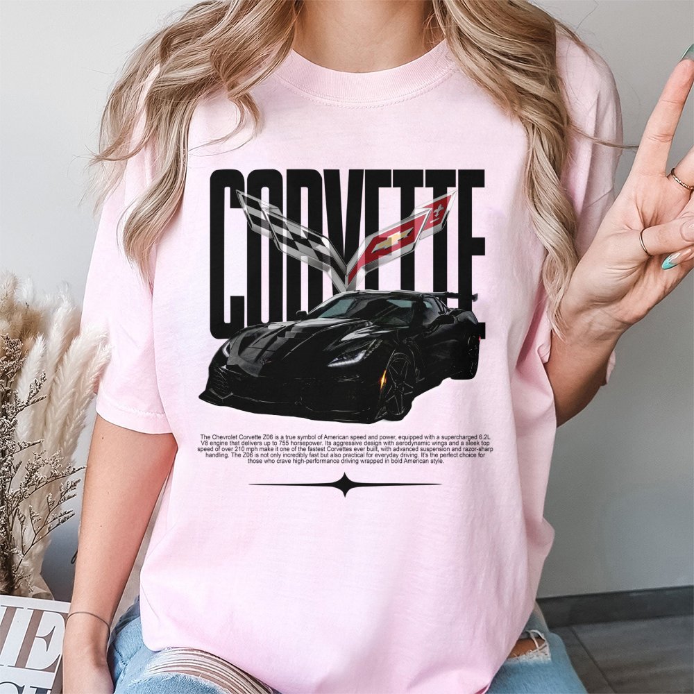Chevrolet Corvette Z06 T-Shirt | American Supercar Graphic Print | 100% Cotton Premium Tee | Gift for Car Enthusiasts and Mus