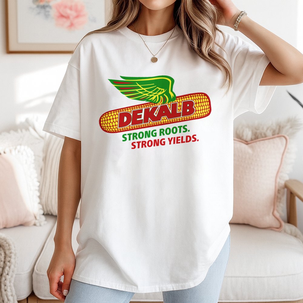 Dekalb Corn Seed Logo T-Shirt | Strong Roots Strong Yields Design | 100% Premium Cotton Tee | Vintage Farming Gift for Farmer