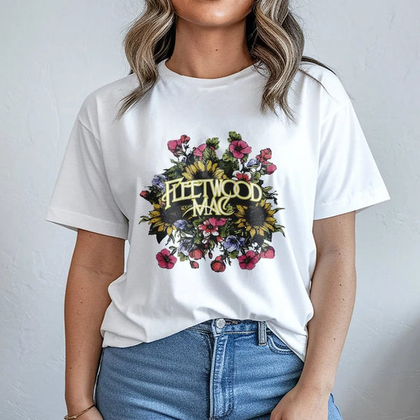 Fleetwood Mac Floral T-Shirt | Retro Rock Band Graphic Tee | 100% Cotton Premium Soft Shirt | Vintage Music Lover Gift for Wo