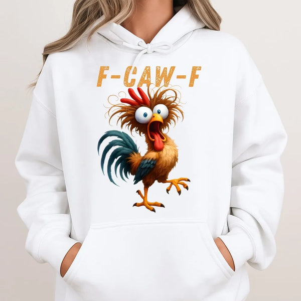 Funny Rooster Hoodie | F-CAW-F Crazy Chicken Graphic | Premium Cotton Blend | Gift for Chicken Lovers & Farmers