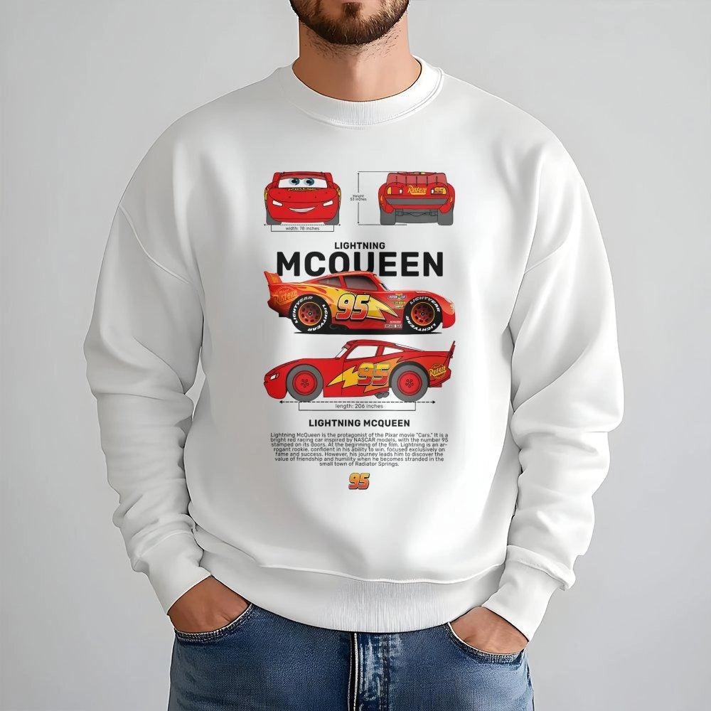 Racing Car Sweatshirt | Number 95 Blueprint Graphic Design | Premium Cotton Blend | Retro Car Lover Gift for Men and Kids