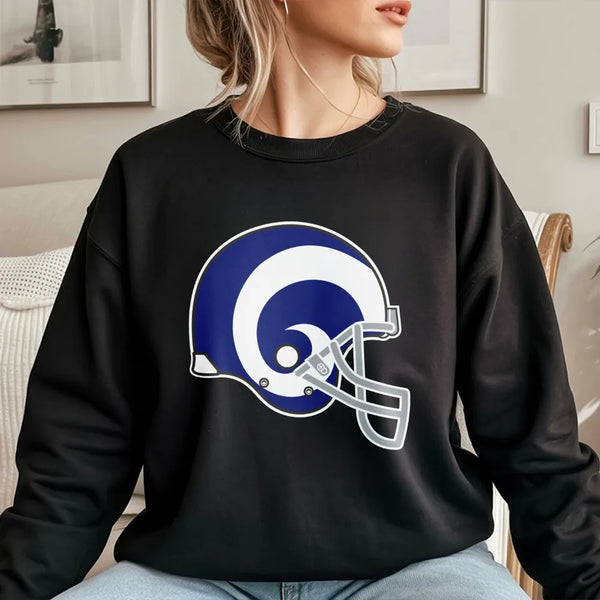 Los Angeles Rams Football Helmet Sweatshirt | Vintage Style Graphic Print | Premium Cotton Blend | Unisex Fan Gear Gift for N