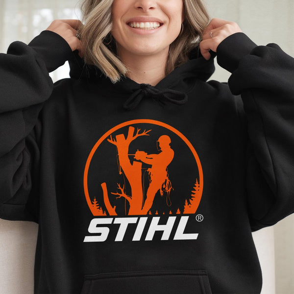 Arborist Chainsaw Hoodie | Professional Tree Surgeon Graphic | Cotton-Blend Premium Workwear | Durable Gift for Loggers and L