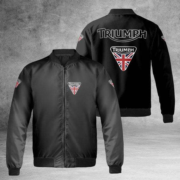 Triumph Motorcycle Bomber Jacket | British Biker Streetwear | Durable Nylon Shell | Premium Gift for Motorcycle Enthusiasts
