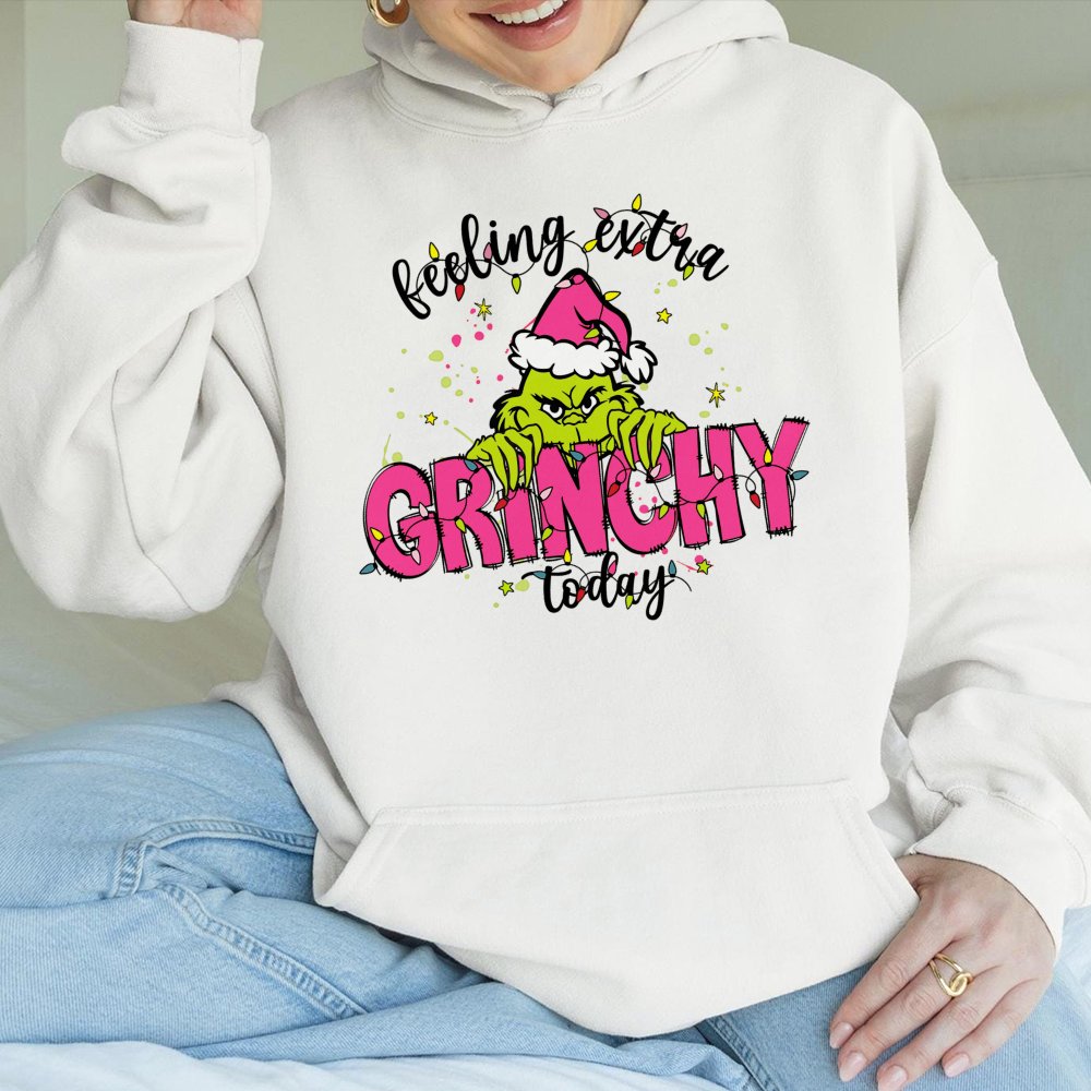 Grinchy Christmas Hoodie | Feeling Extra Grinchy Holiday Graphic | Premium Cotton Blend Unisex Sweatshirt | Festive Gift for 