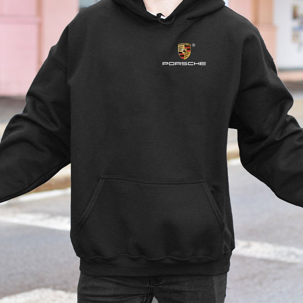 Luxury Sports Car Hoodie | Minimalist German Auto Logo Print | Premium Cotton Blend Pullover | Unisex Racing Enthusiast Gift