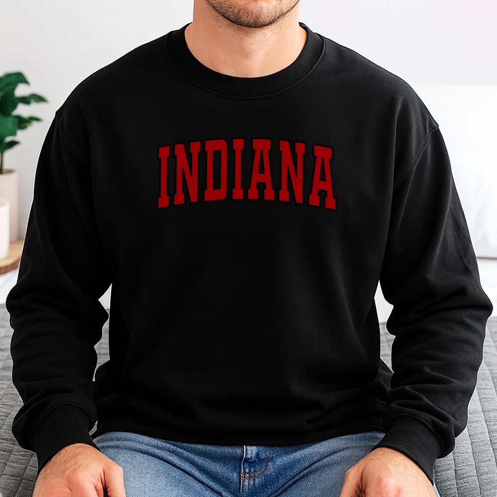 Indiana University Sweatshirt | Collegiate Varsity Lettering | Cotton Blend Premium Crewneck | Unisex Retro Gift for Students