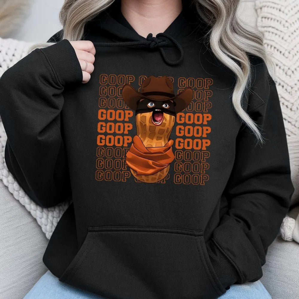 Goop Cowboy Peanut Hoodie | Funny Meme Graphic Streetwear | Premium Cotton Blend | Quirky Gift for Internet Culture Fans