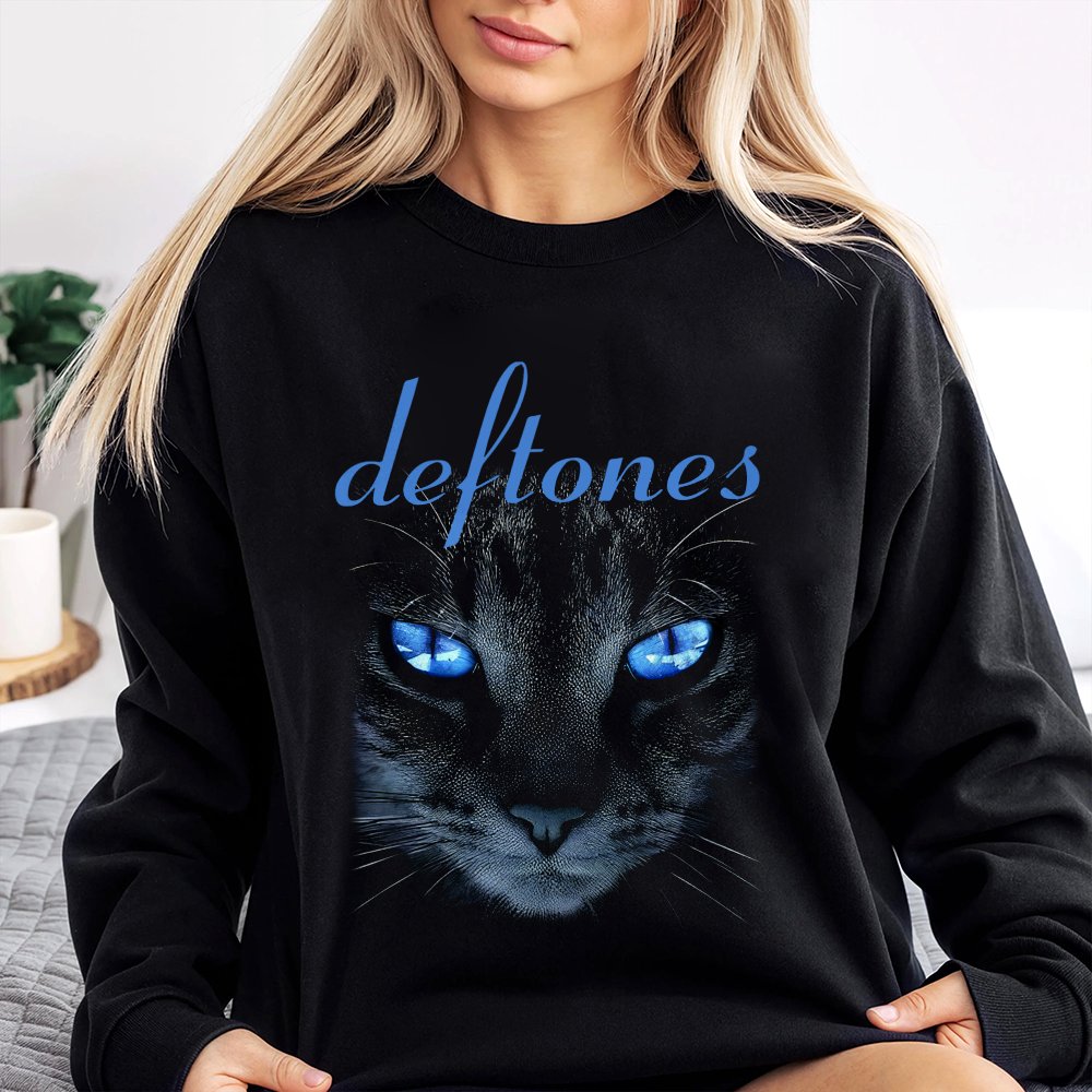 Deftones Cat Sweatshirt | Alternative Metal Band Graphic | Premium Cotton Blend | Music Fan Gift For Men And Women